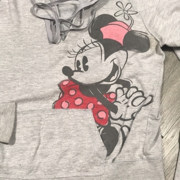Disney Parks Minnie Mouse Gray Screen Pink French Terry Pullover Hoodie size M - Picture 4 of 10